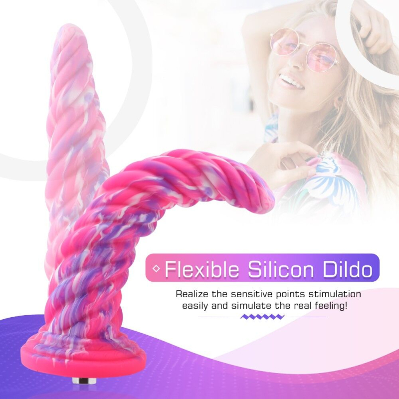Фантазійний фалоімітатор для секс-машин Hismith Silicone Dildo Rose Monster Series, KlicLok, довж. 26 см