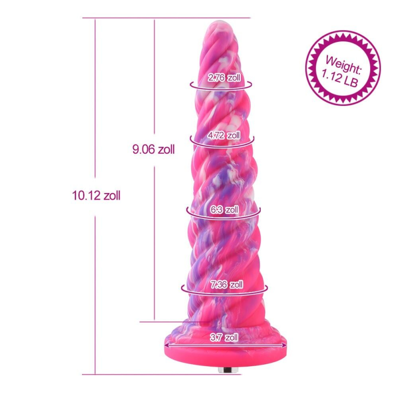 Фантазійний фалоімітатор для секс-машин Hismith Silicone Dildo Rose Monster Series, KlicLok, довж. 26 см