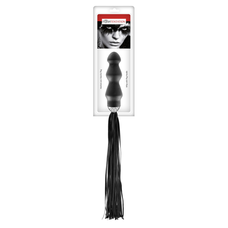 Флогер с ручкой - анальным плагом Fetish Tentation Whip with Plug Handle