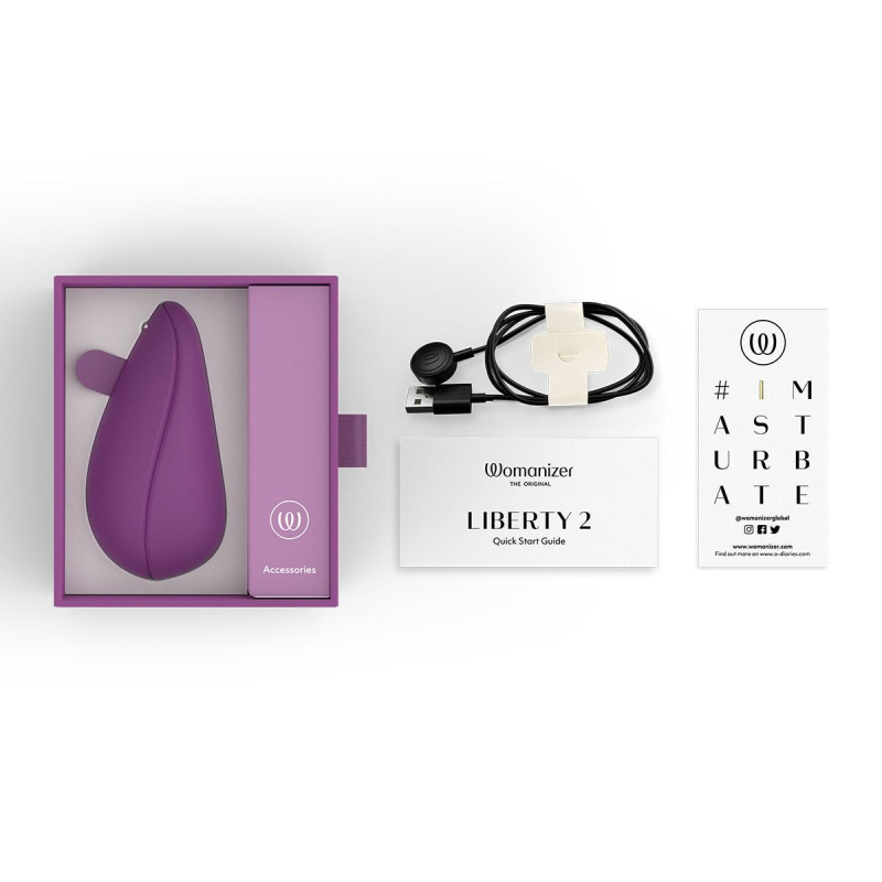 Кліторальний вакуумний стимулятор – Womanizer Liberty 2 Purple – 8 режимів, магнітна кришечка, New version