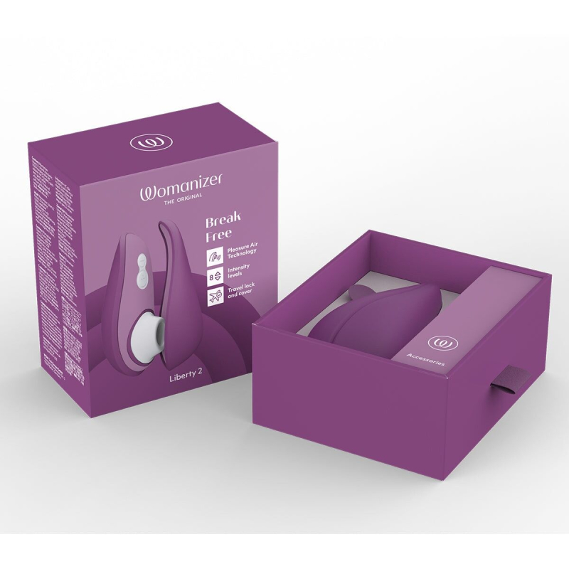 Кліторальний вакуумний стимулятор – Womanizer Liberty 2 Purple – 8 режимів, магнітна кришечка, New version