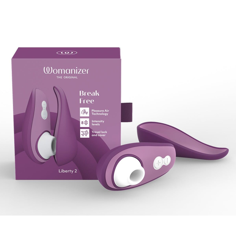 Кліторальний вакуумний стимулятор – Womanizer Liberty 2 Purple – 8 режимів, магнітна кришечка, New version