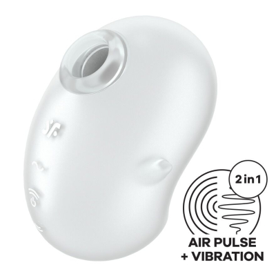 Клиторальный вакуумный стимулятор с вибрацией – Satisfyer Cutie Ghost White – 11 вакуумных режимов + 12 вибро