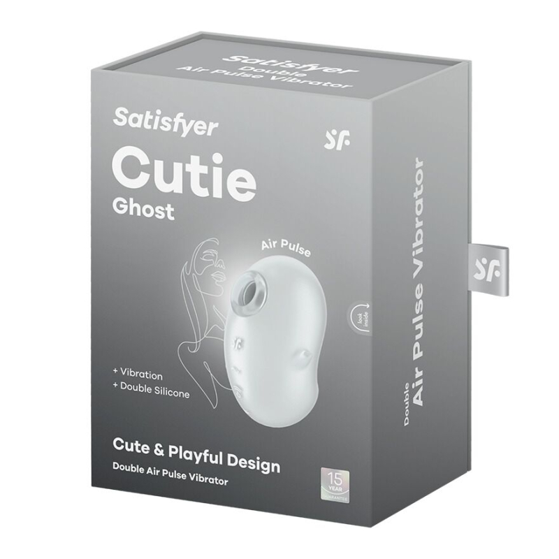 Кліторальний вакуумний стимулятор з вібрацією – Satisfyer Cutie Ghost White – 11 вакуумних режимів + 12 вібро