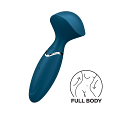 Компактний вібромасажер – Satisfyer Mini Wand-er Blue – 12 режимів вібрації, подвійне використання