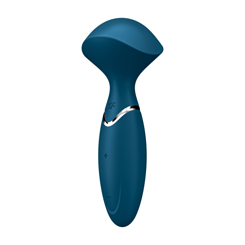 Компактний вібромасажер – Satisfyer Mini Wand-er Blue – 12 режимів вібрації, подвійне використання