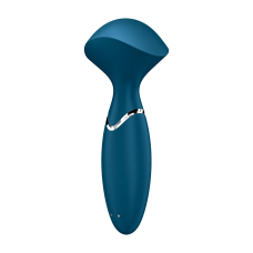 Компактний вібромасажер – Satisfyer Mini Wand-er Blue – 12 режимів вібрації, подвійне використання