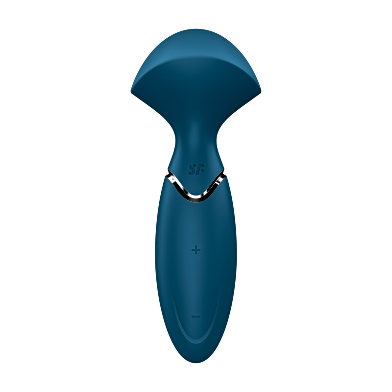 Компактний вібромасажер – Satisfyer Mini Wand-er Blue – 12 режимів вібрації, подвійне використання