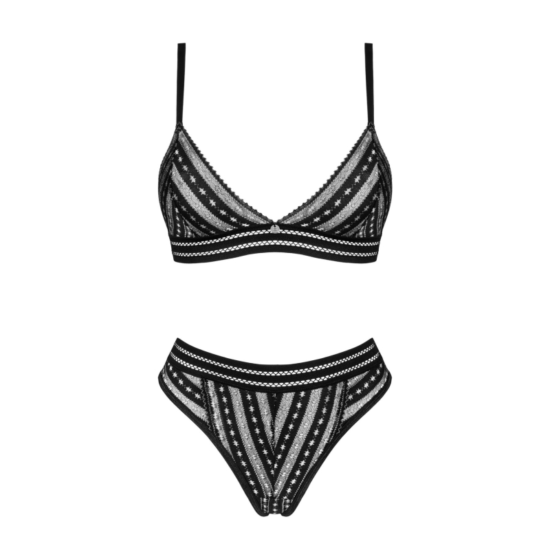 Комплект белья Obsessive Natilya 2–pcs set M/L, черный цвет, бюстгальтер, трусики