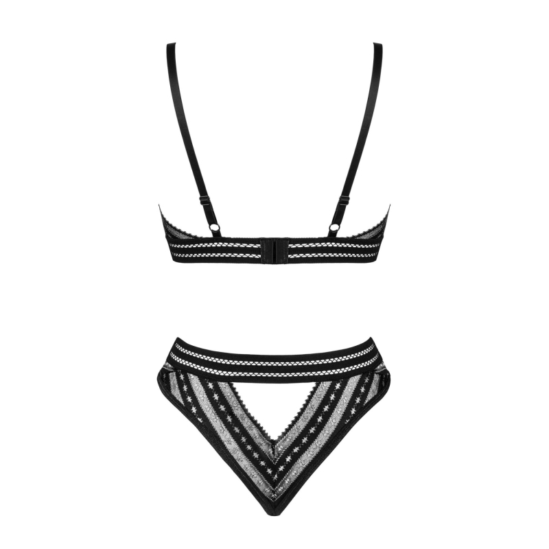 Комплект белья Obsessive Natilya 2–pcs set M/L, черный цвет, бюстгальтер, трусики