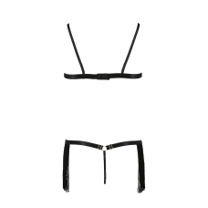 Комплект белья Passion Exclusive KASSANDRA SET OpenBra S/M Черный, лиф с бахромой, трусики-юбка