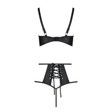 Комплект білизни Passion TASMINA SET 2XL/3XL Чорний, ліф, високі трусики з корсетом ззаду