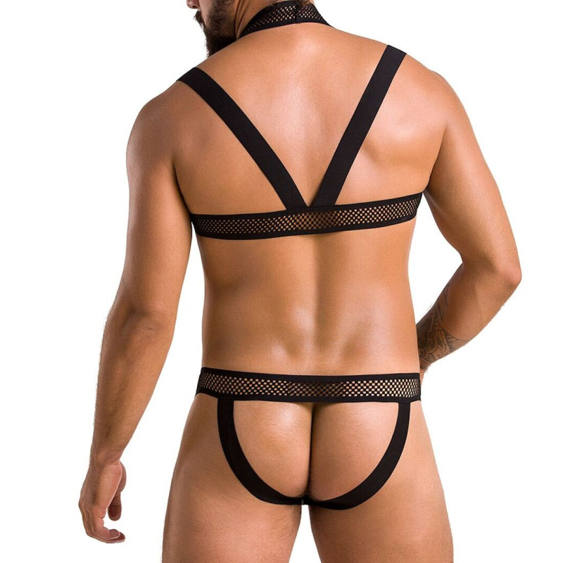 Комплект мужского белья с креплениями Passion 043 JACOB L/XL Черный цвет, трусы, шлейки