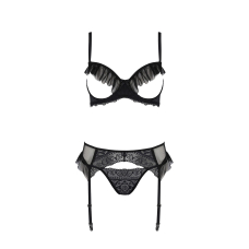 Комплект Passion KERRIA SET WITH OPEN BRA Чорний S/M – ECO Passion