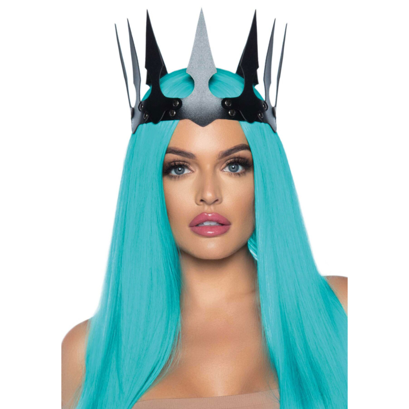 Корона злої королеви Leg Avenue Faux leather spiked crown Чорний колір, штучна шкіра, заклепки