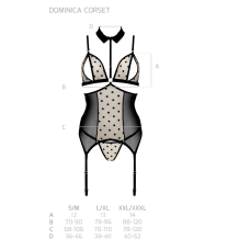 Корсет з відкритими грудьми Passion DOMINICA CORSET 2XL/3XL кремовий/чорний, пажі для панчіх, стрінги