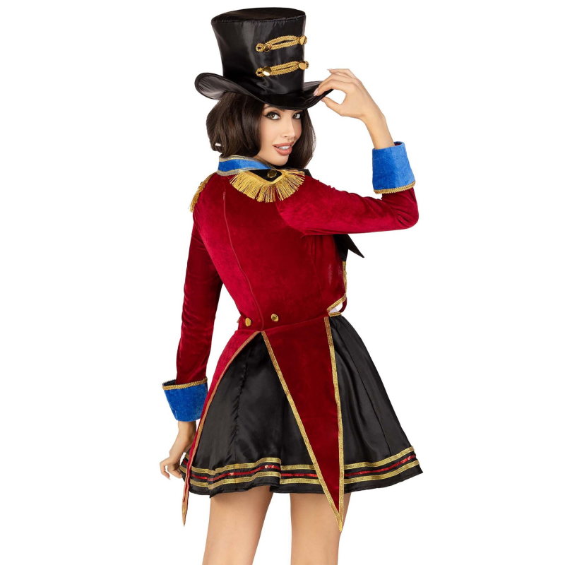 Костюм циркачки Leg Avenue Ringmaster Costume S, сукня, капелюх – чорний/білий