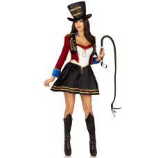 Костюм циркачки Leg Avenue Ringmaster Costume S, сукня, капелюх – чорний/білий