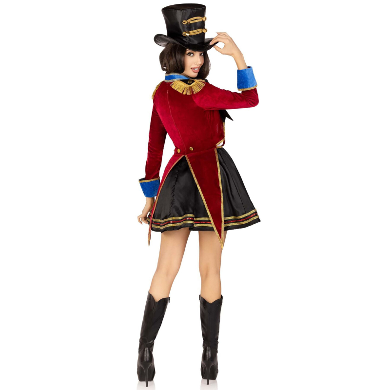 Костюм циркачки Leg Avenue Ringmaster Costume S, сукня, капелюх – чорний/білий