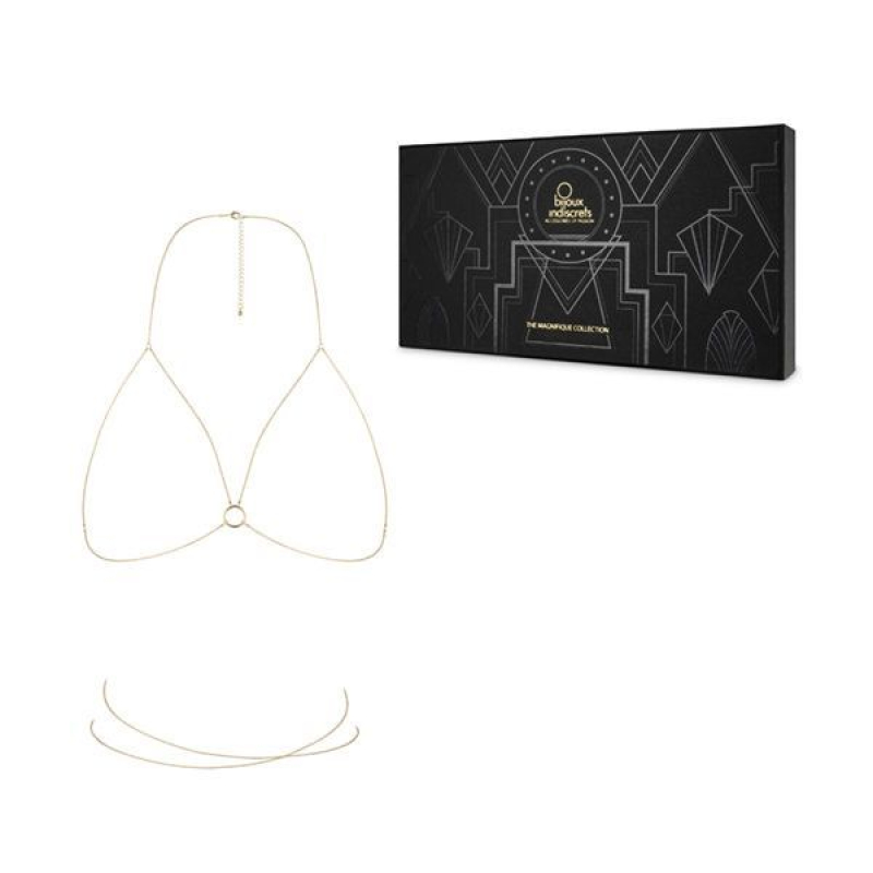 Ланцюжок портупея Bijoux Indiscrets Magnifique Bra Chain – Золотистий, прикраса на тіло