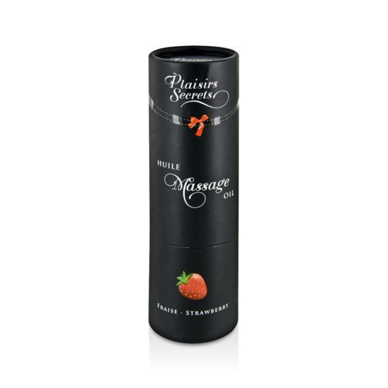 Масажна олія Plaisirs Secrets Strawberry (59 мл) з афродизіаками, їстівна, подарункова упаковка