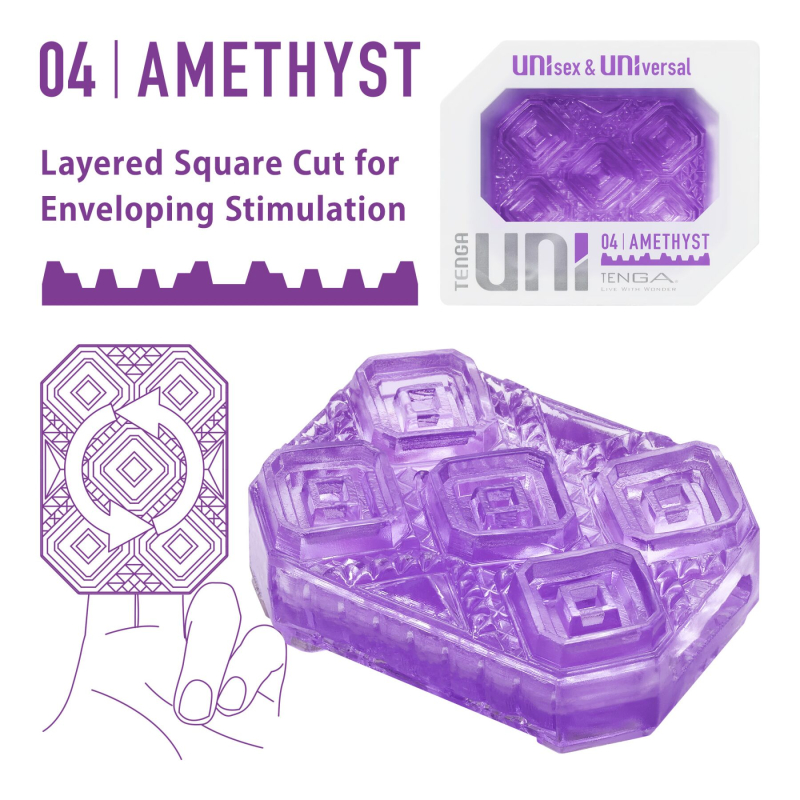 Одноразовий мастурбатор – Tenga UNI Amethyst + лубрикант у комплекті