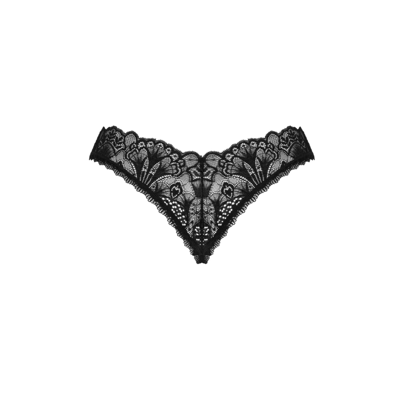 Мереживні стрінги Obsessive Donna Dream crotchless thong M/L Чорний колір, відкритий доступ