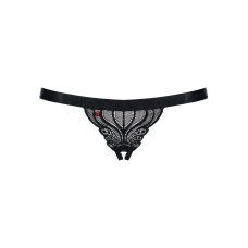 Мереживні танги з доступом Obsessive 828–THC–1 crotchless thong L/XL, чорні
