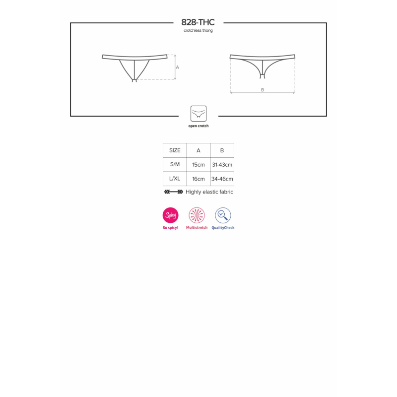 Мереживні танги з доступом Obsessive 828–THC–1 crotchless thong L/XL, чорні