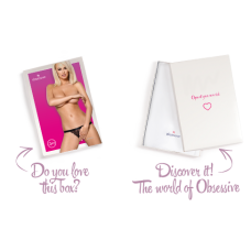 Мереживні танги з доступом Obsessive 828–THC–1 crotchless thong L/XL, чорні