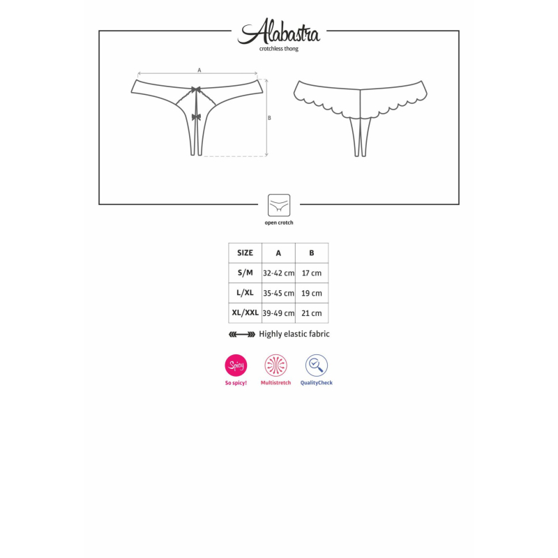 Кружевные трусики с доступом Obsessive Alabastra L/XL, белые