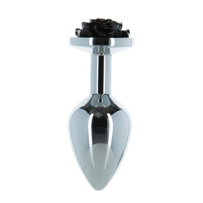 Металлическая анальная пробка Lux Active с розой - Rose Anal Plug - Black, виброкуля в подарок