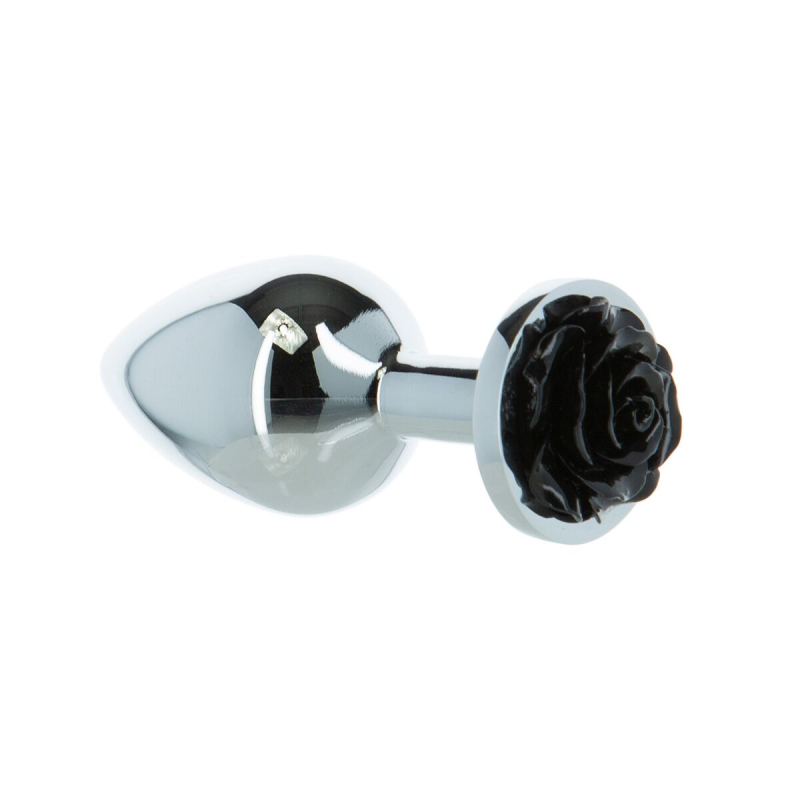 Металлическая анальная пробка Lux Active с розой - Rose Anal Plug - Black, виброкуля в подарок