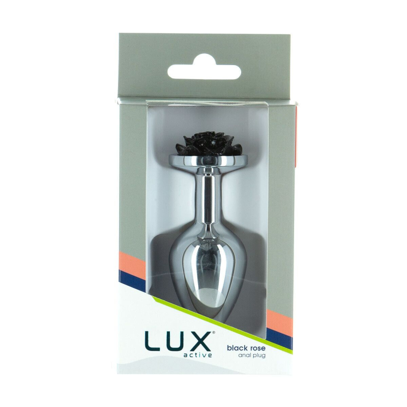 Металлическая анальная пробка Lux Active с розой - Rose Anal Plug - Black, виброкуля в подарок