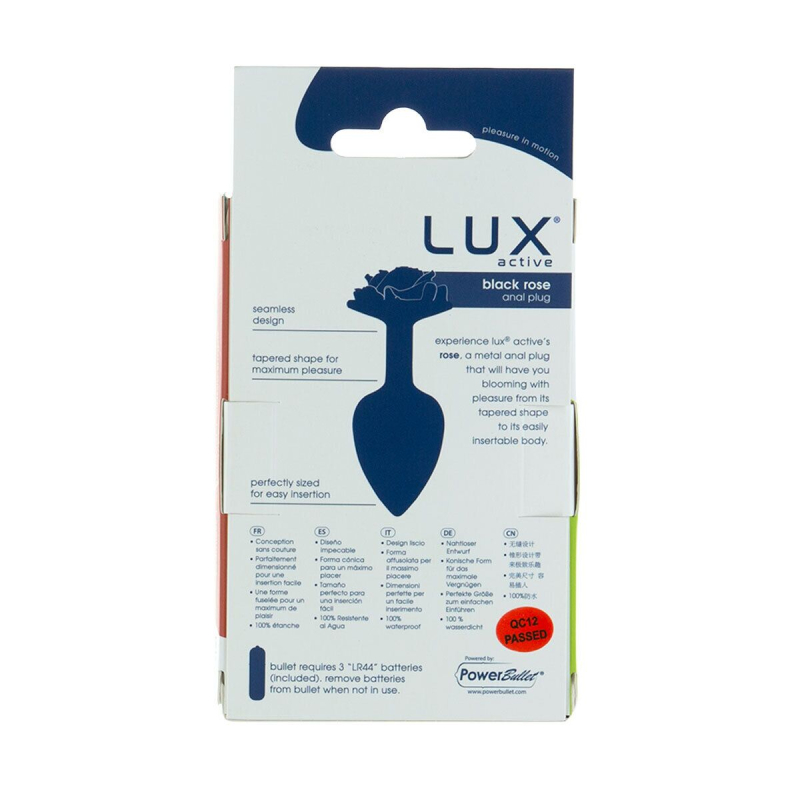 Металлическая анальная пробка Lux Active с розой - Rose Anal Plug - Black, виброкуля в подарок