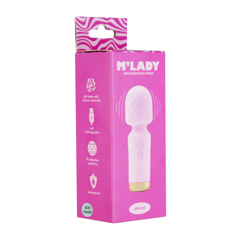 Мини вибромассажер M’Lady Mini Vibrating Wand, розового цвета