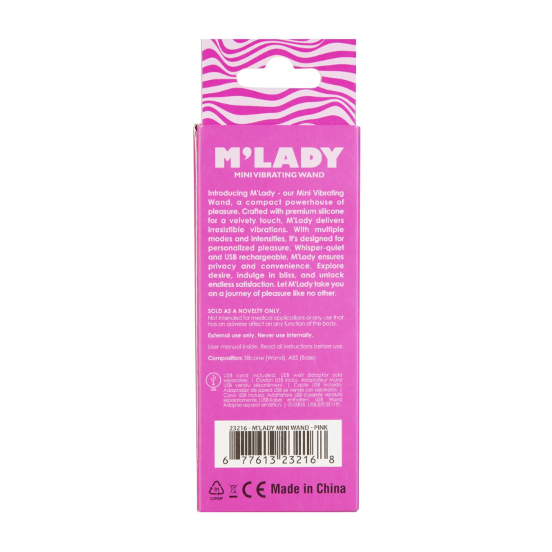 Мини вибромассажер M’Lady Mini Vibrating Wand, розового цвета