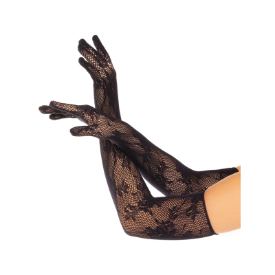 Мітенки Leg Avenue Lace Opera Length Gloves Чорний колір