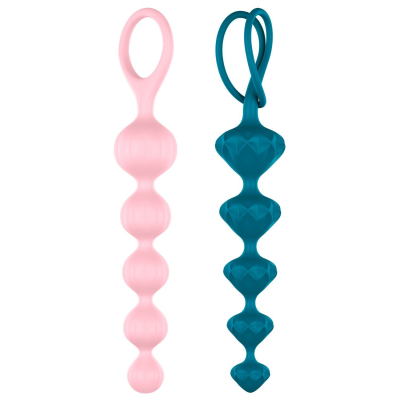 Набор анальных бус Satisfyer Beads Colored, силикон, макс. диаметр 3.3 см и 3.5 см