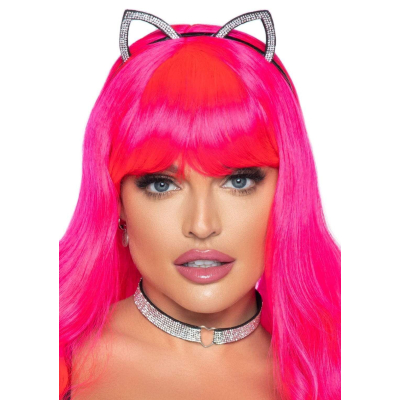 Набор кошечки Leg Avenue Cat ear headband and choker, чокер и ушки, украшенные стразами