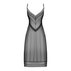 Напівпрозора довга сорочка Obsessive Estiqua chemise XS/S, чорний, асиметричний крій