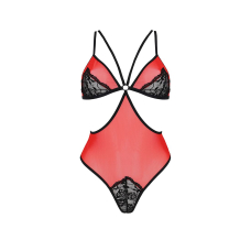 Напівпрозоре боді з мереживом Passion PEONIA BODY 2XL/3XL червоний