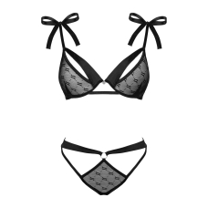Напівпрозорий еротичний комплект Obsessive Obsessivia 2–pcs set Чорний S/M, бюстгальтер та трусики, а
