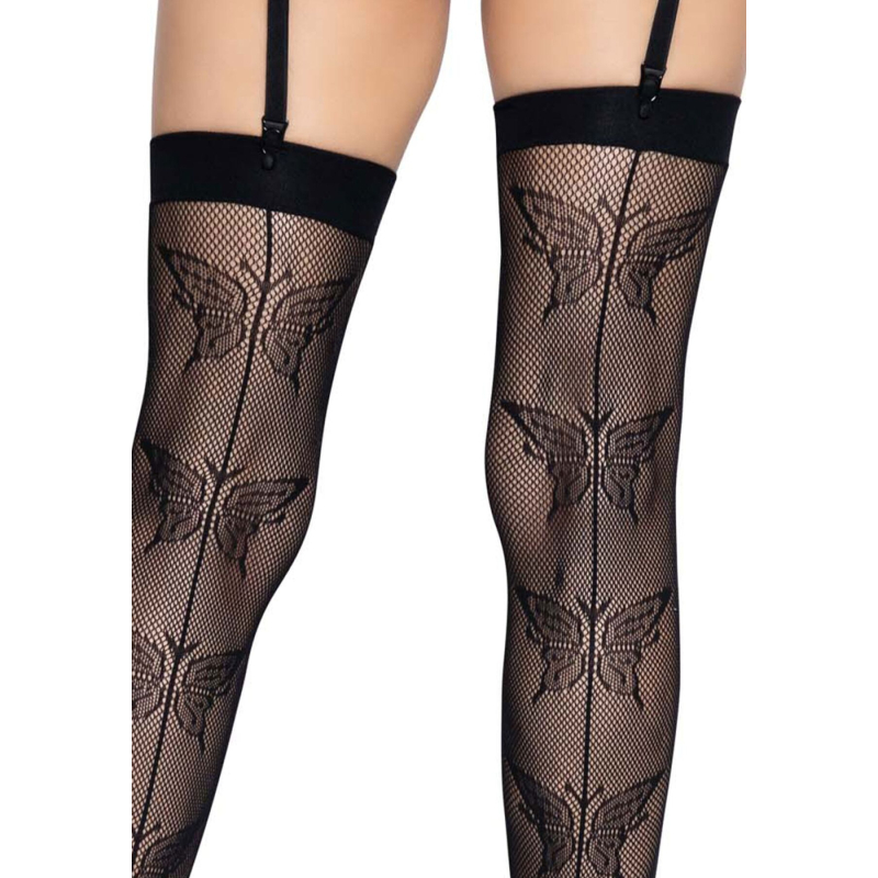 Панчохи–сітка зі швом ззаду Leg Avenue Butterfly back seam this highs One size Чорний колір
