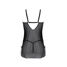 Пеньюар Passion DROSERA CHEMISE Чорний, 2XL/3XL, мереживний ліф зі стрепами, трусики в комплекті