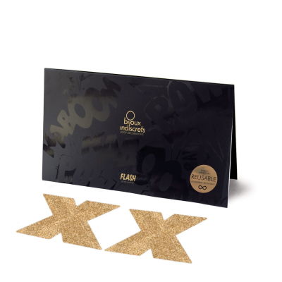 Пестіс – стикини Bijoux Indiscrets – Flash Cross Золотистий, наклейки на соски