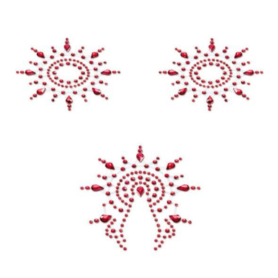 Пестіс з кристалів Petits Joujoux Gloria set of 3 – Червоний, прикраса на груди та вульву
