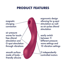 Подвійний вібратор – Satisfyer Curvy Trinity 1 Red – вакуумний стимулятор + вібратор