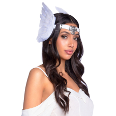 Пов’язка на голову з крилами Leg Avenue Feather headband Білий, пір’я та натуральна шкіра