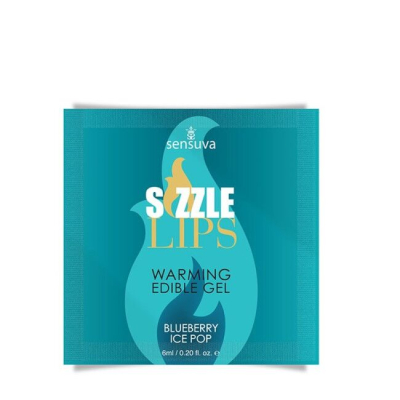 Пробник масажного гелю Sensuva – Sizzle Lips Blueberry Ice Pop (6 мл), без цукру, їстівний
